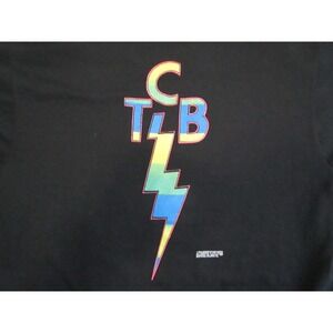 Vintage Elvis Presley Shirt Mens Large Black Screen Stars 1989 TCB Lightning